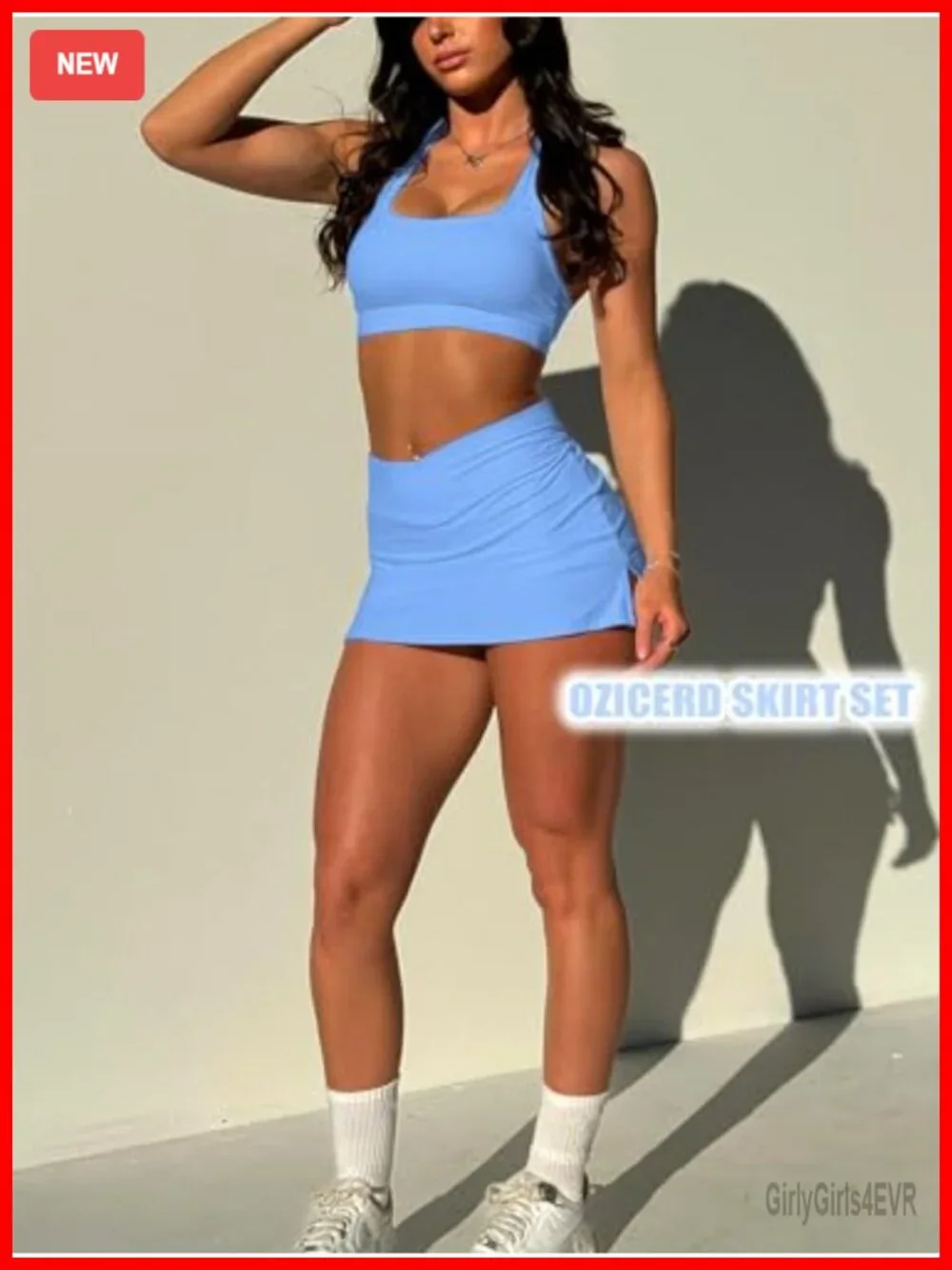 2 Piece Tennis Skirt Set Women Athletic Golf Pickleball Outfit High Waisted
